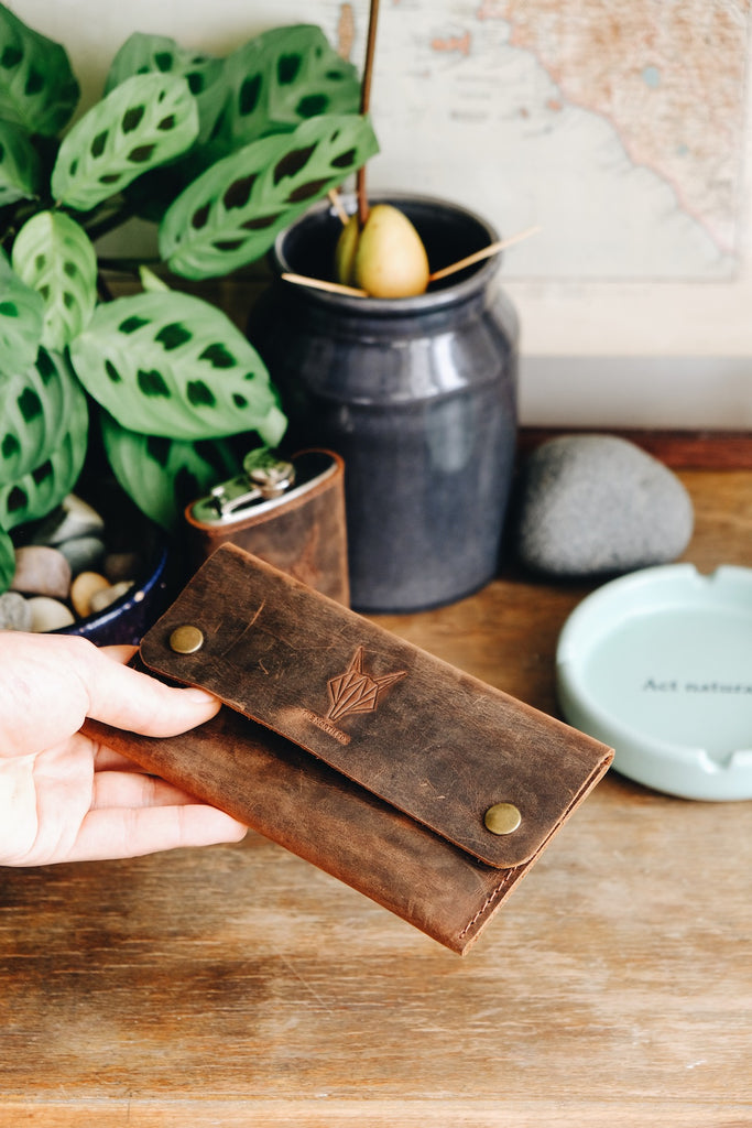 Handmade Leather Tobacco Pouch - Brown