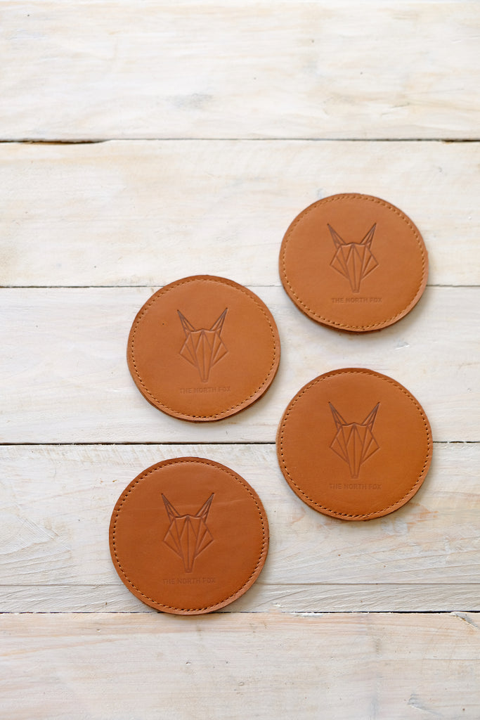 Set of 4 Leather Coasters