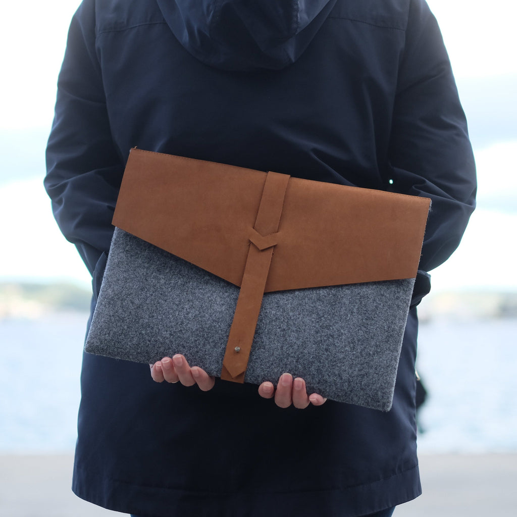 Leather &amp; Felt Combination Computer Case