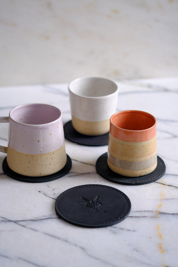 Set of 4 Leather Coasters