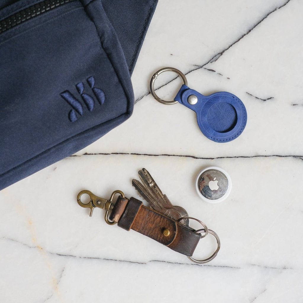 Leather AirTag Pouch Keychain