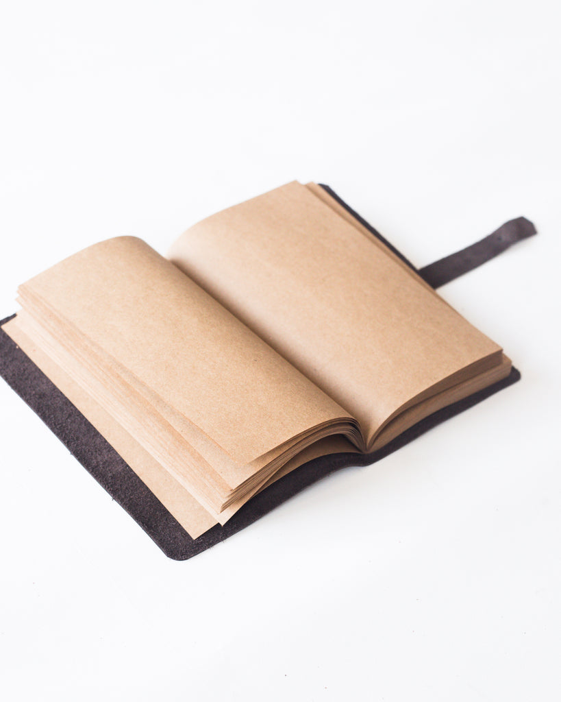 A5 Leather Notebook with Craft Paper