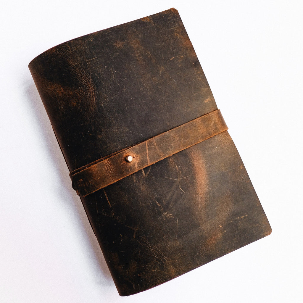 A5 Leather Notebook with Craft Paper