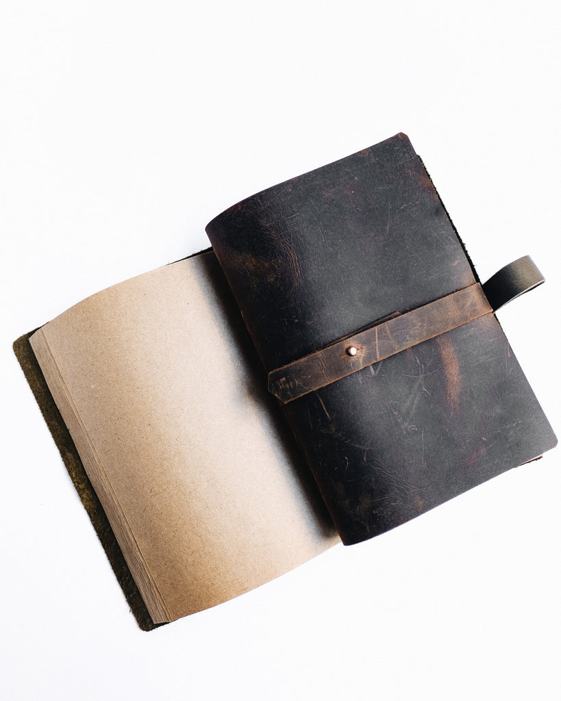 A5 Leather Notebook with Craft Paper
